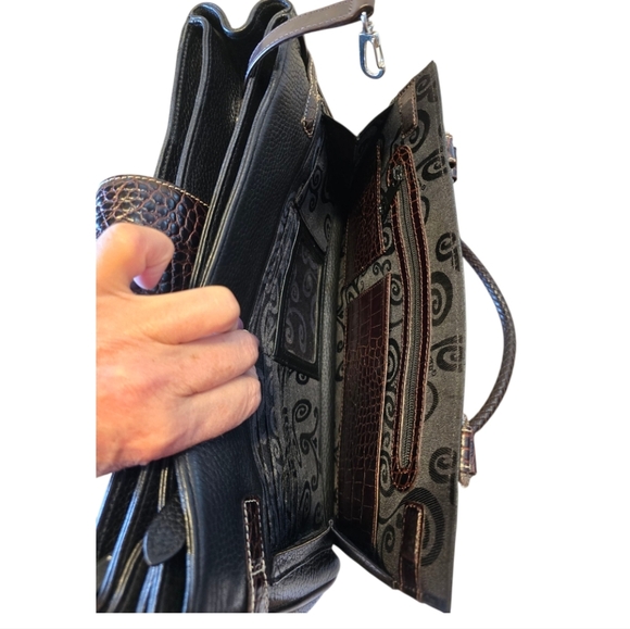 Brighton Laverne Retired Black Brown Pebbled Leather Shoulder Bag - Picture 9 of 16